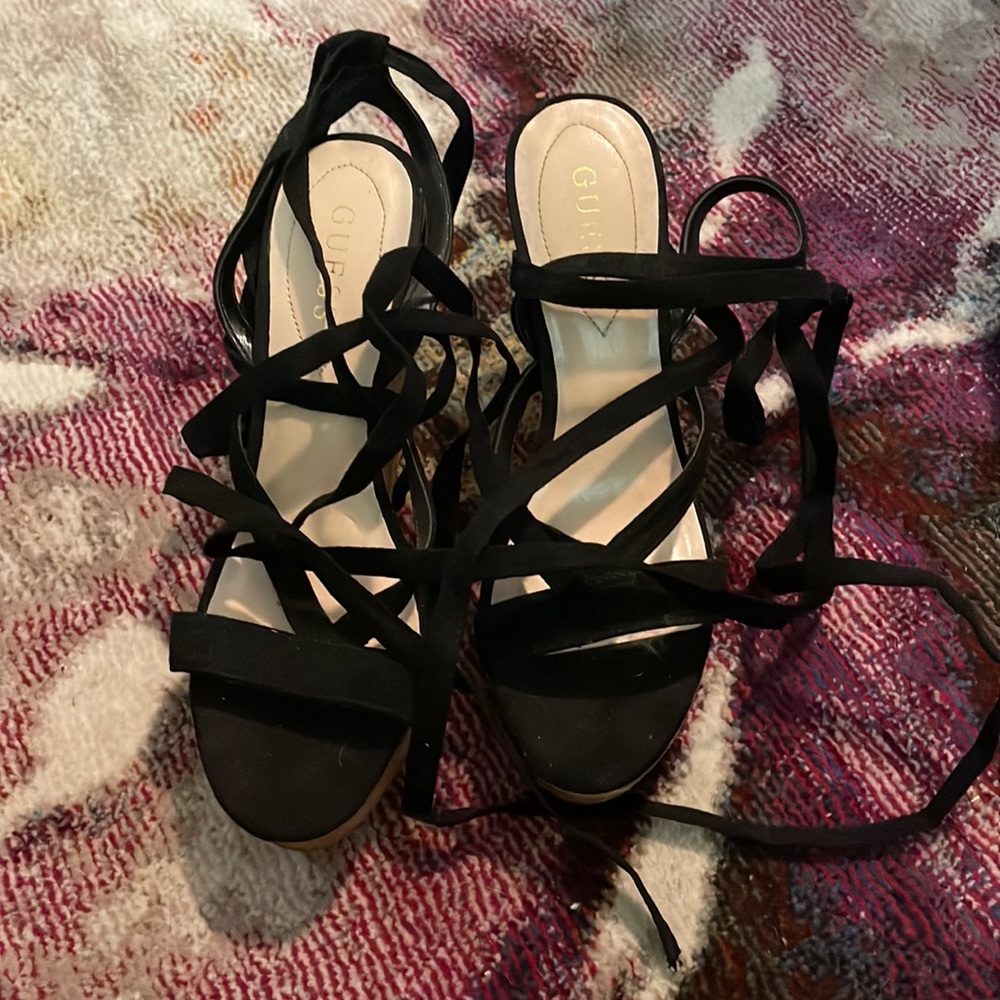 GUESS lace up “treacy” wedge. Size 9. Worn twice.